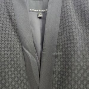 Banana Republic Women Black Textured Shawl-Collar Blazer